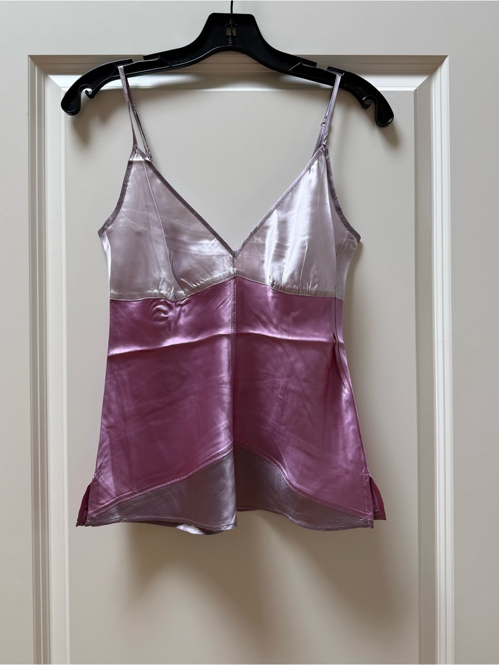 Only L left!!Gold Hawk 100% Silk Camisole – Three Shades of Purple Colorblock